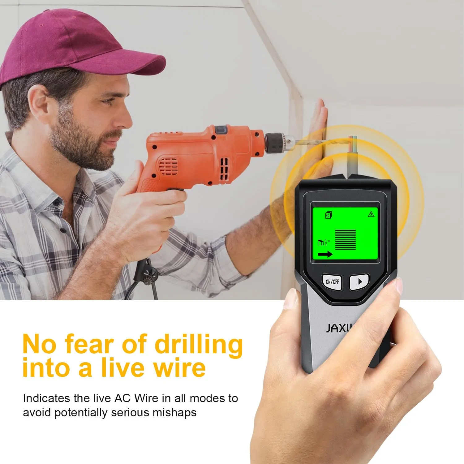 Stud Finder Wall Scanner - 5 in 1 Stud Finder Tool w/Intelligent Microprocessor Chip and HD LCD Display, Stud Detector Beam Finders for the Center and Edge of Wood AC Wire Metal Studs Joist Pipe