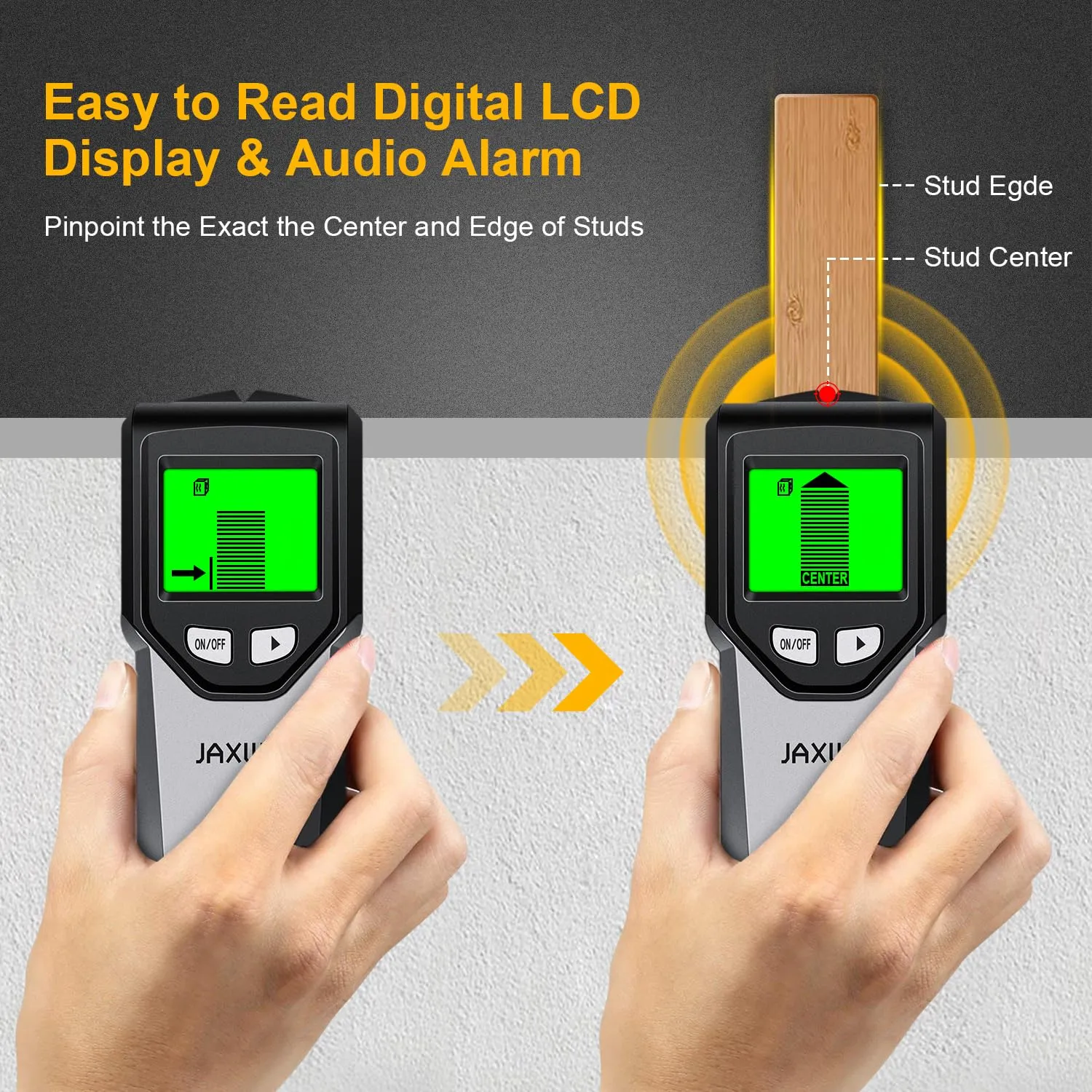 Stud Finder Wall Scanner - 5 in 1 Stud Finder Tool w/Intelligent Microprocessor Chip and HD LCD Display, Stud Detector Beam Finders for the Center and Edge of Wood AC Wire Metal Studs Joist Pipe