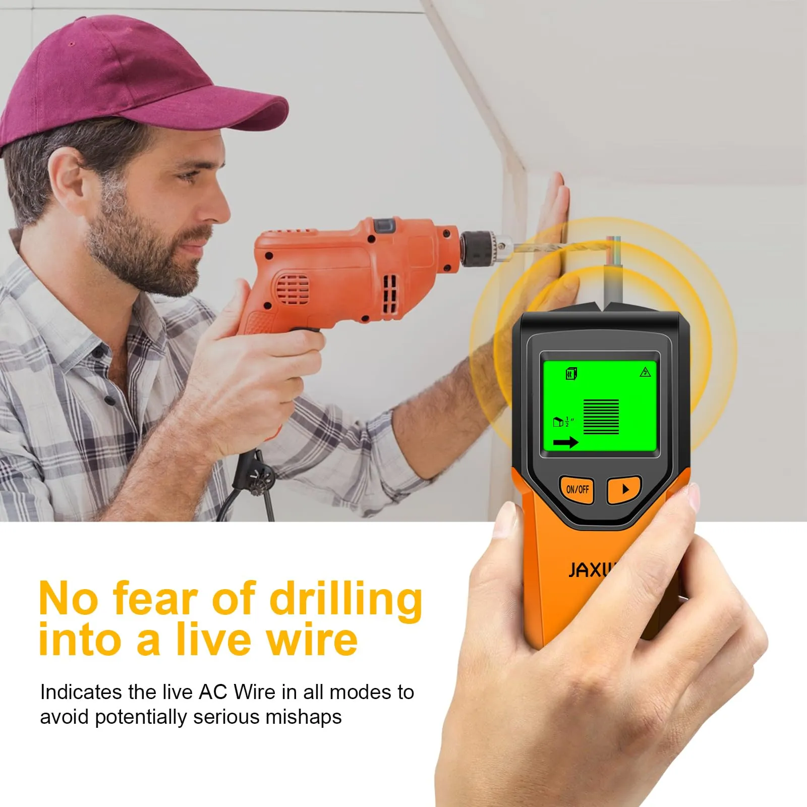 Stud Finder Wall Scanner - 5 in 1 Stud Finder Tool w/Microprocessor Chip and HD LCD Display, Stud Detector Beam Finders for the Center and Edge of Wood AC Wire Metal Studs Joist Pipe (Caviar)