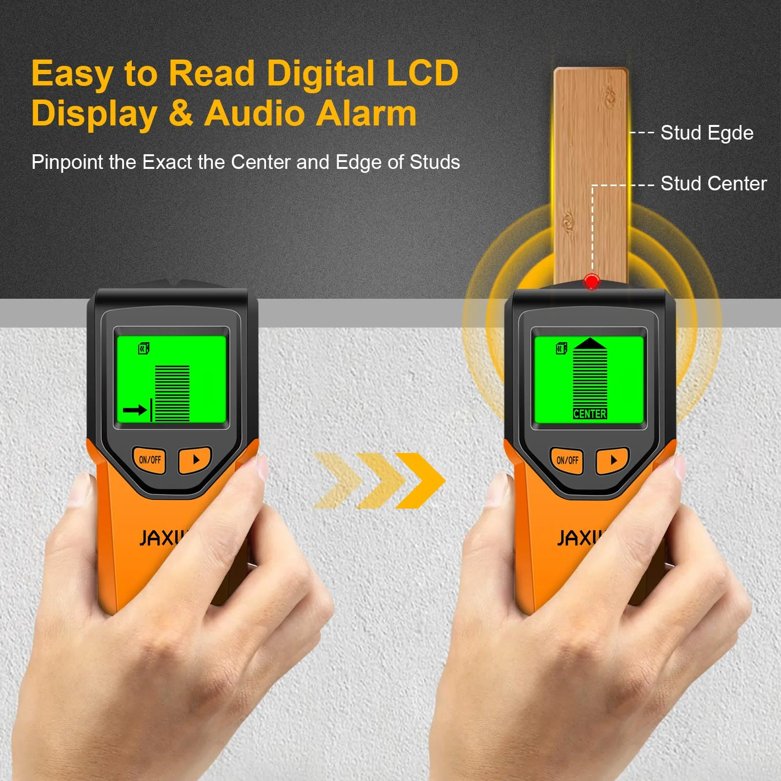 Stud Finder Wall Scanner - 5 in 1 Stud Finder Tool w/Microprocessor Chip and HD LCD Display, Stud Detector Beam Finders for the Center and Edge of Wood AC Wire Metal Studs Joist Pipe (Caviar)