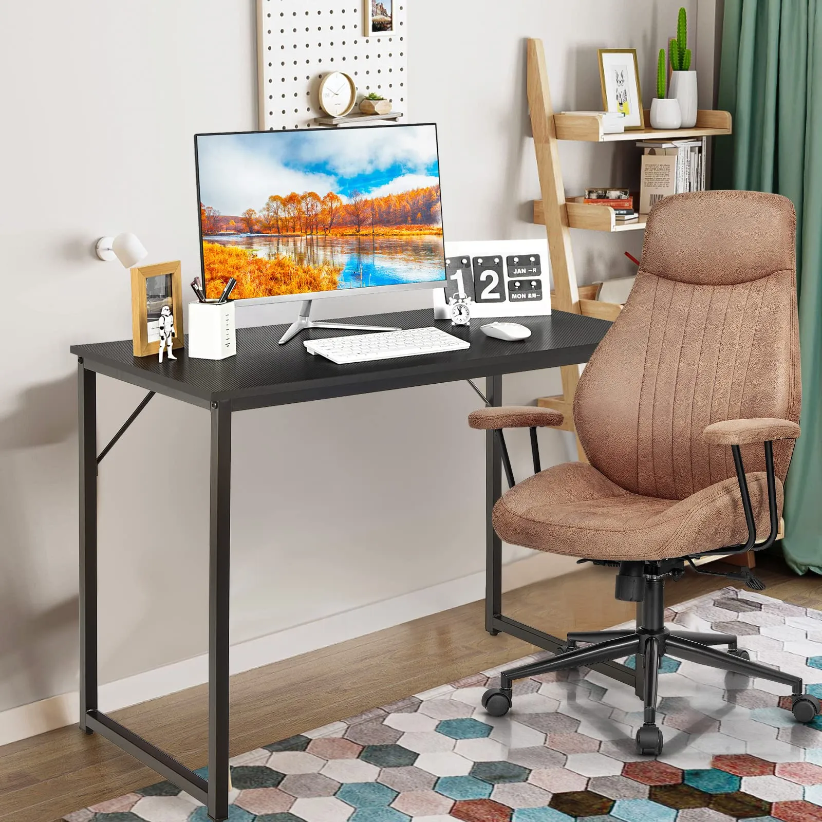 Tangkula Computer Laptop Desk, Heavy Duty Metal Frame Writing Desk