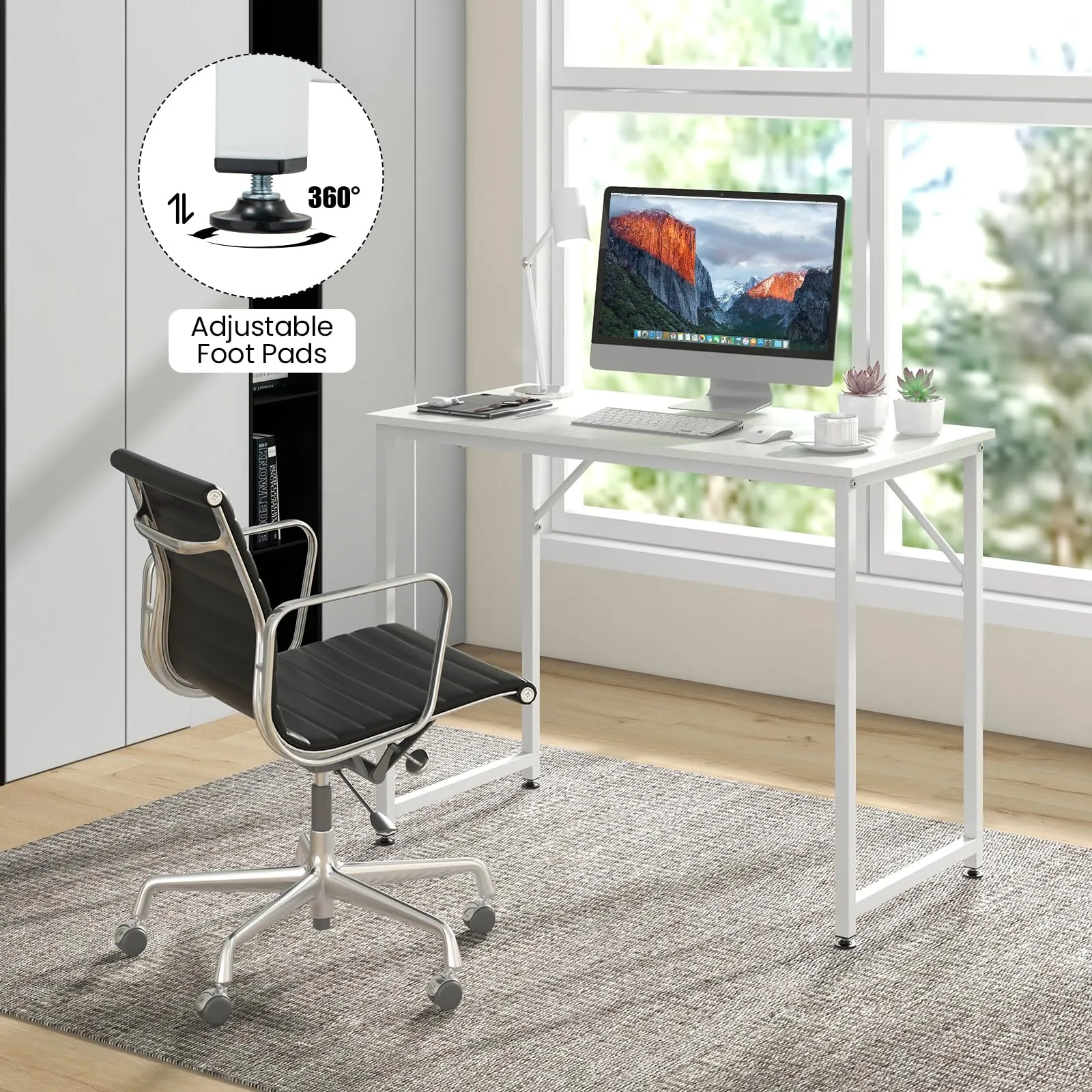 Tangkula Computer Laptop Desk, Heavy Duty Metal Frame Writing Desk