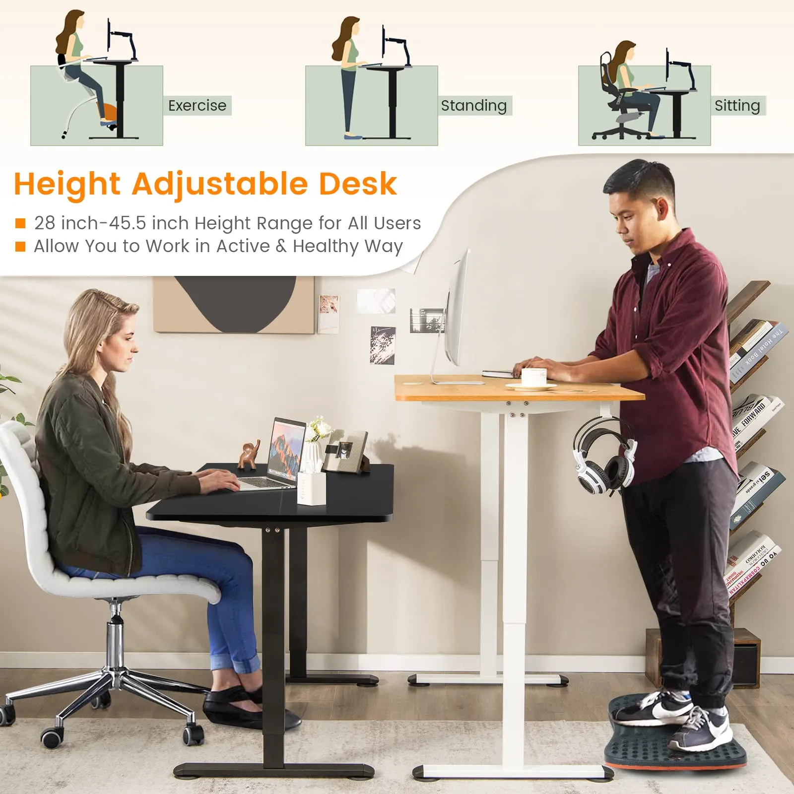 Tangkula Electric Standing Desk, Ergonomic Height Adjustable Sit Stand Desk
