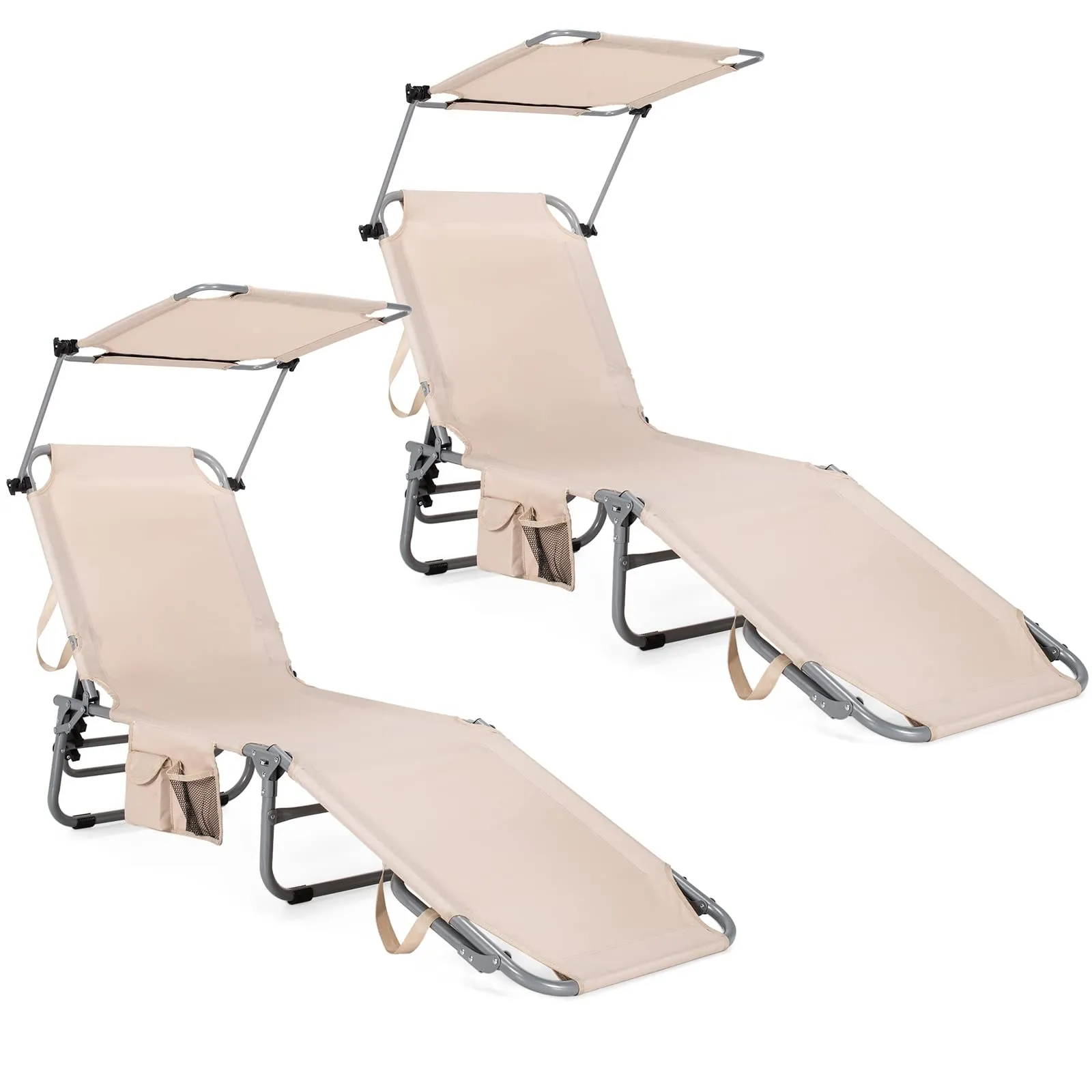 Tangkula Outdoor Folding Chaise Lounge Chair, 5-Fold Reclining Beach Chair