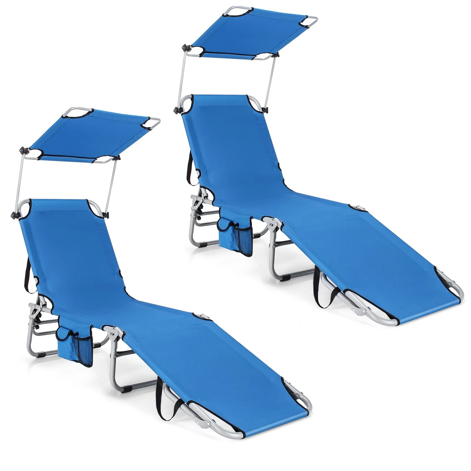 Tangkula Outdoor Folding Chaise Lounge Chair, 5-Fold Reclining Beach Chair