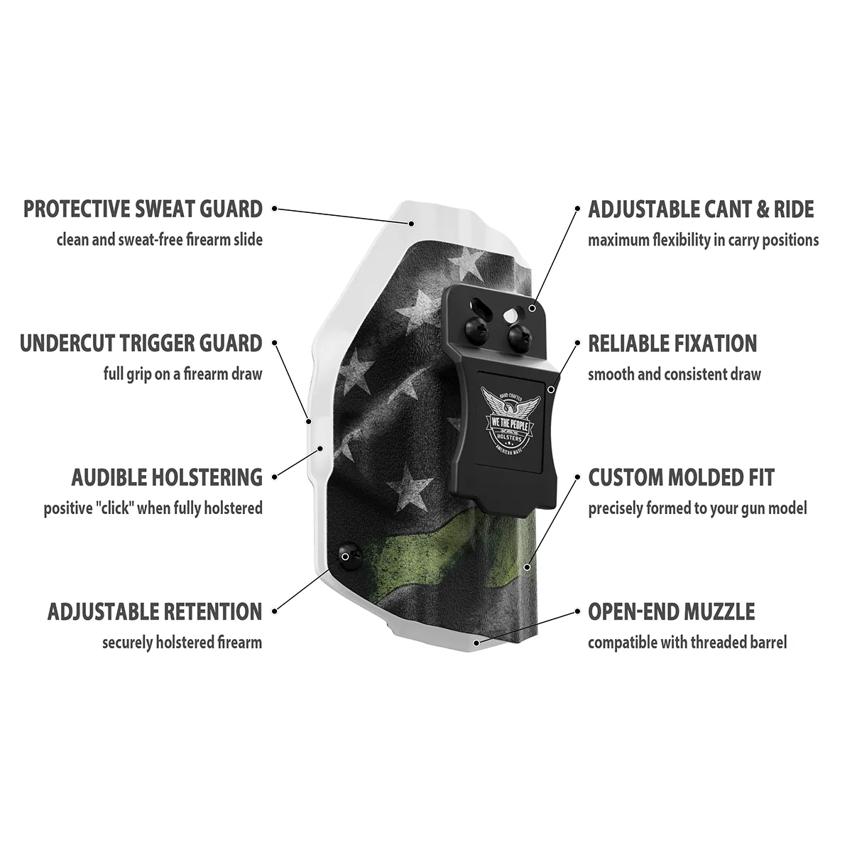 Thin Green Line Custom Printed Holster - IWB Kydex Holster - Military Support Holster
