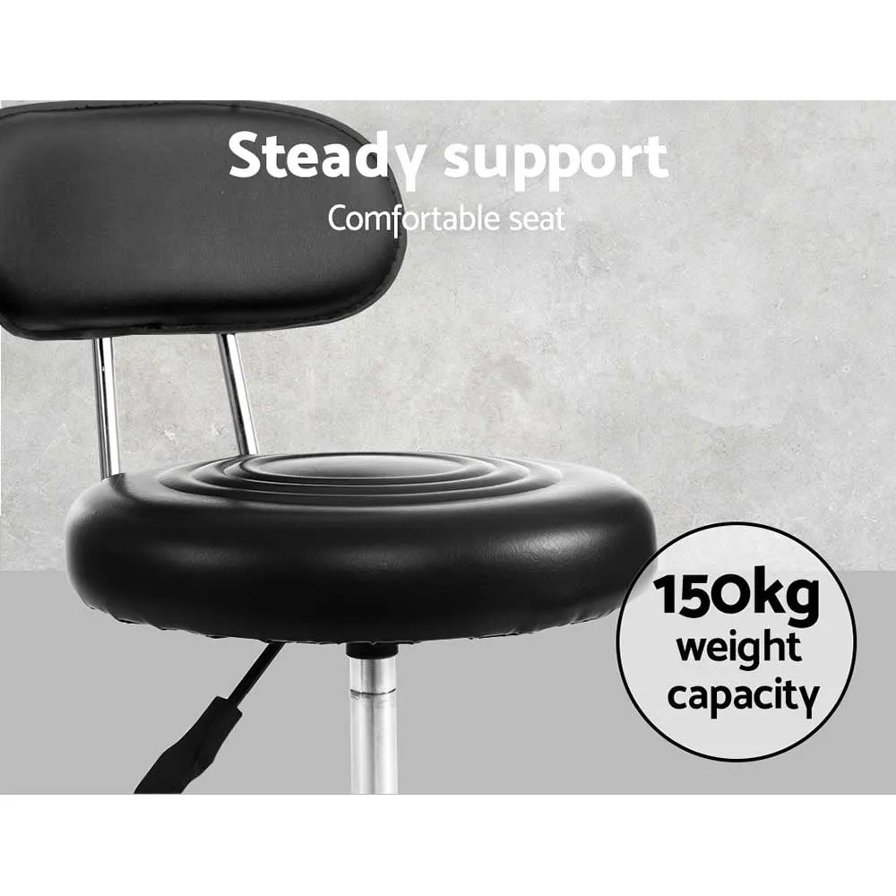 Two Salon Stool Swivel Chair Backrest Black