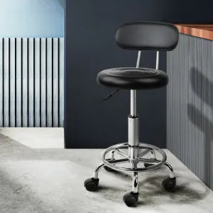 Two Salon Stool Swivel Chair Backrest Black