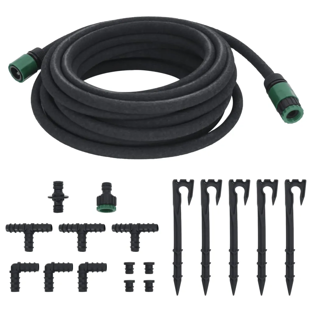 vidaXL Garden Soaker Hose - 10m Black Rubber, Efficient Irrigation Solution