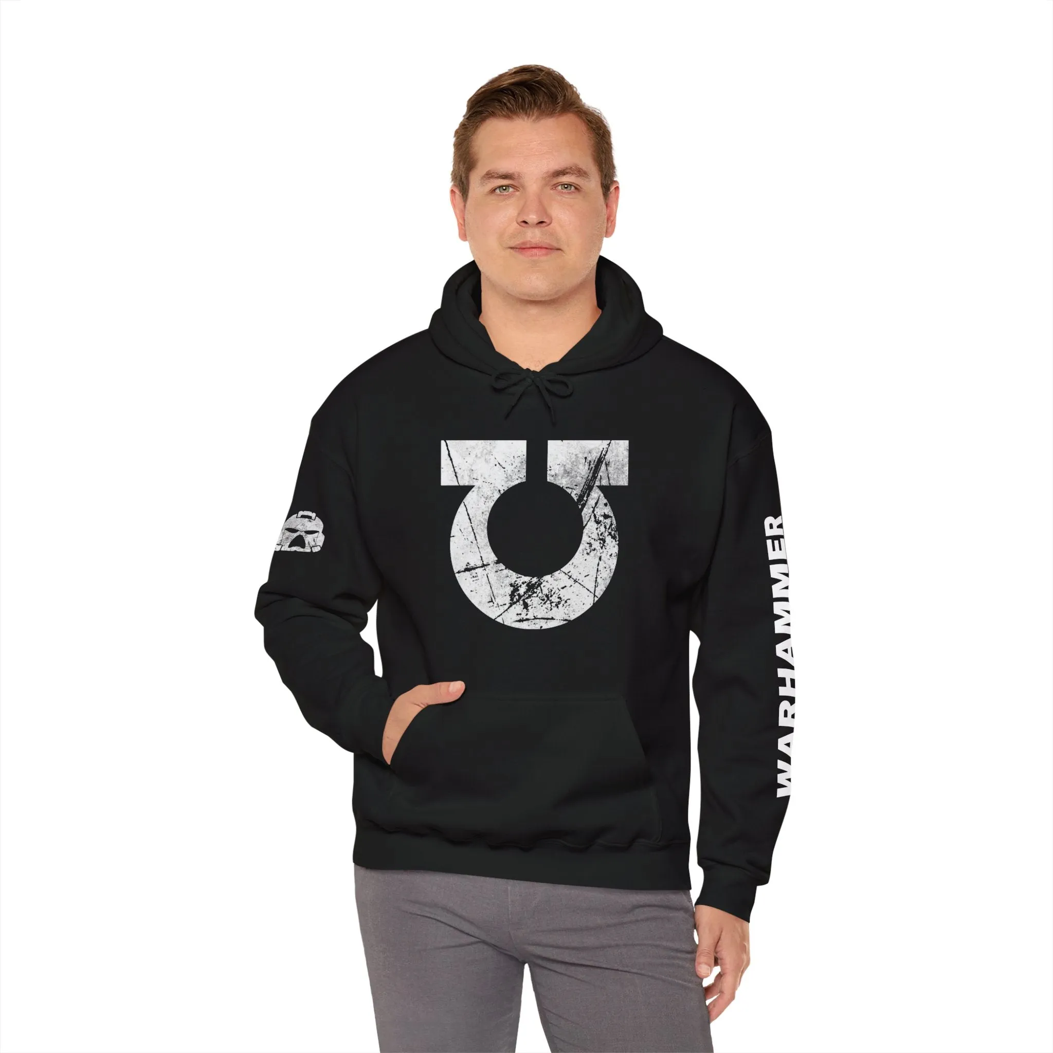 Warhammer 40K Ultramarines Hoodie Sleeve Print, Gamer Fan Unisex Sweatshirt, Sleeve Print Design, Gaming Gift, Warhammer Hooded Top