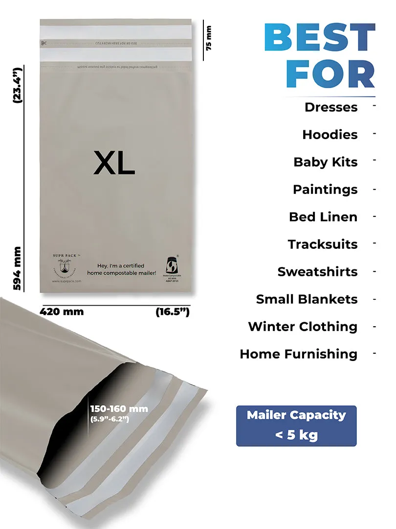Warm Grey Custom Compostable Mailers WITH LOW MINIMUMS