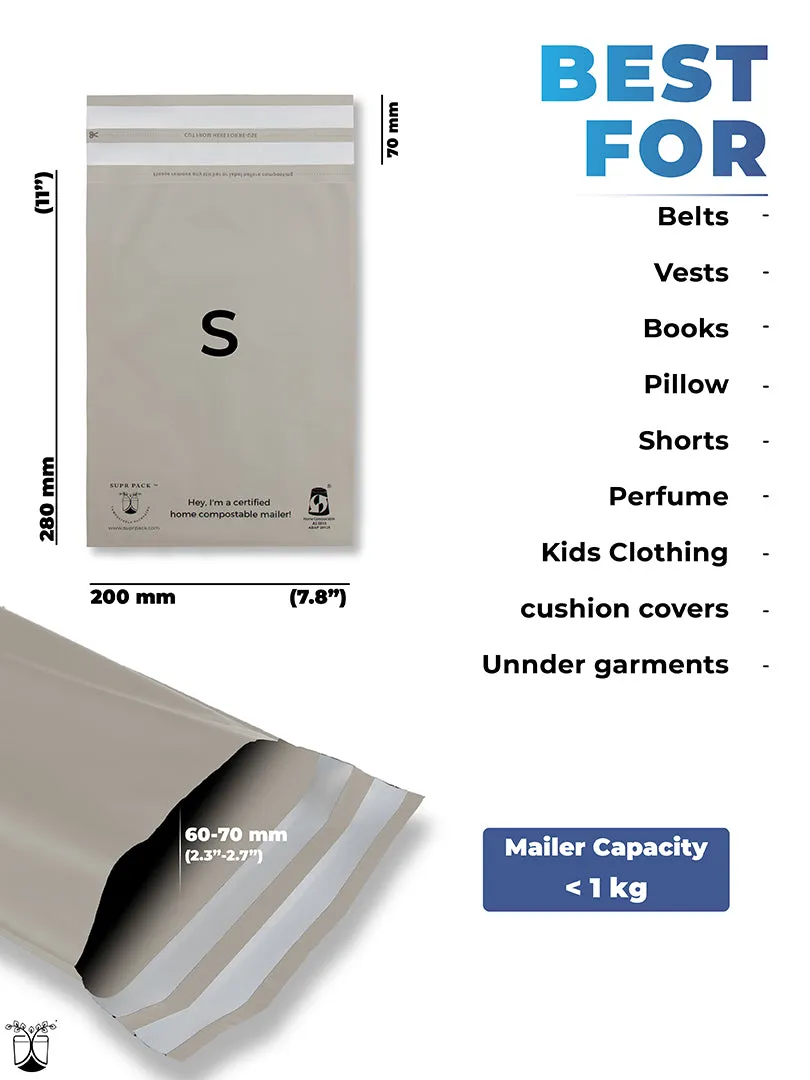 Warm Grey Custom Compostable Mailers WITH LOW MINIMUMS