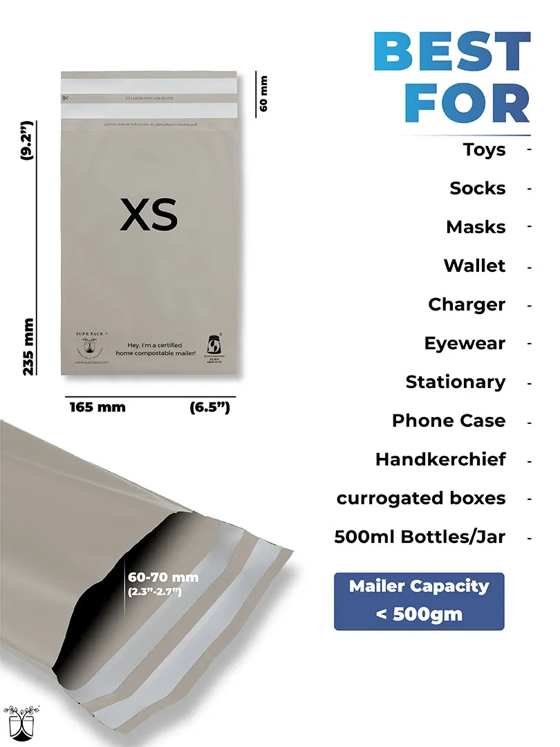 Warm Grey Custom Compostable Mailers WITH LOW MINIMUMS