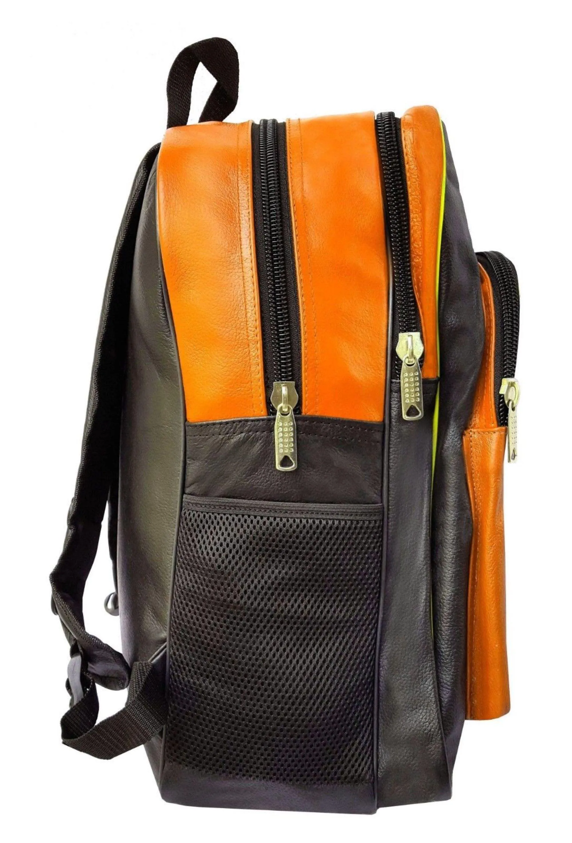 Warrior Gears® Leather Motorcycle Cycling Backpack Expandable Rucksack - Orange