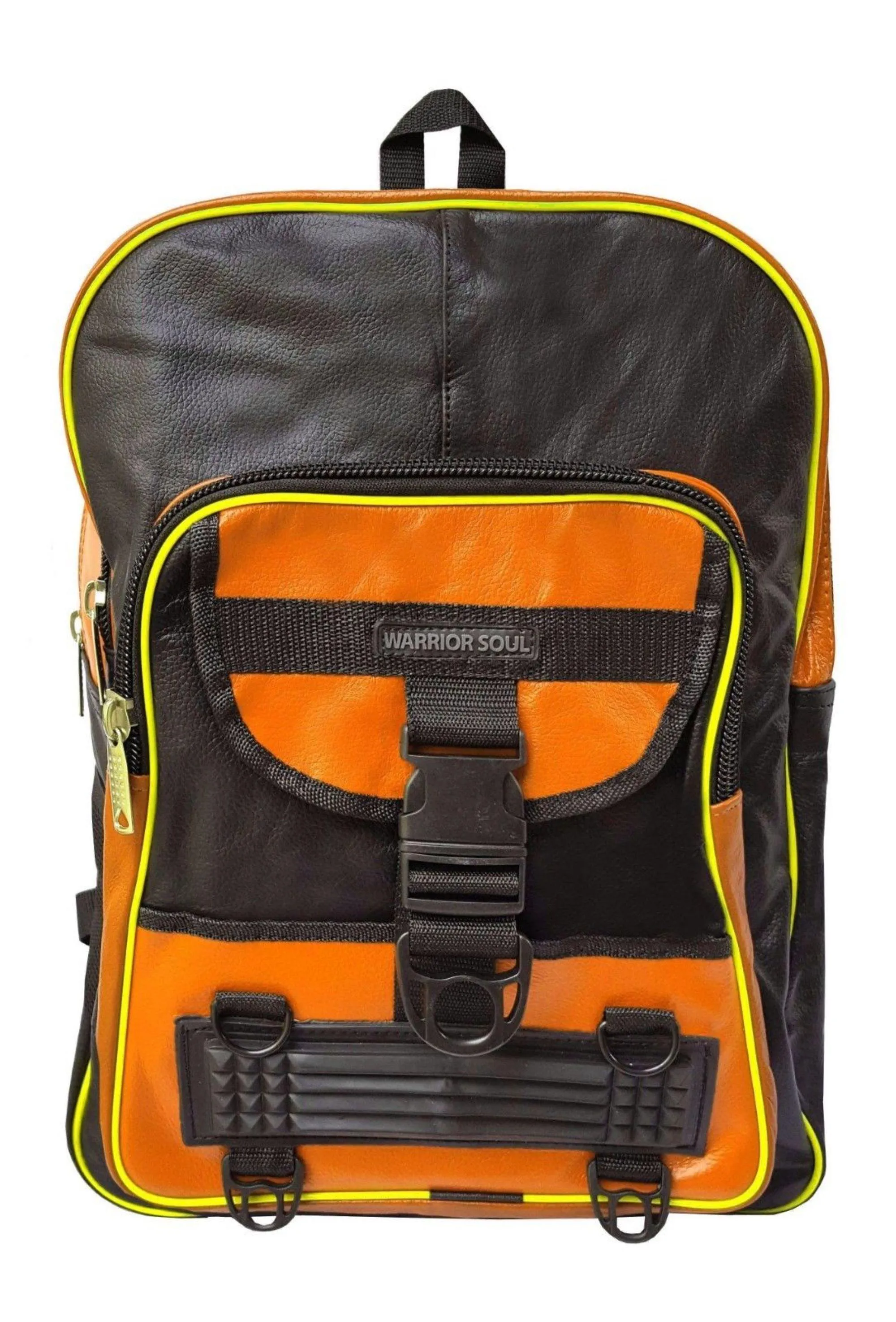 Warrior Gears® Leather Motorcycle Cycling Backpack Expandable Rucksack - Orange