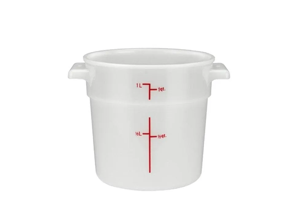 Winco White Polypropylene Round Storage Container - Various Sizes