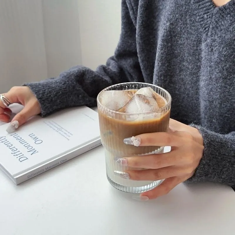 Zephorus 450ml Drink Coffee Glass Cup with Lid and Straw Transparent Bubble Tea Cup Juice Glass Milk Mocha Cup Breakfast Mug (Pack of 1)